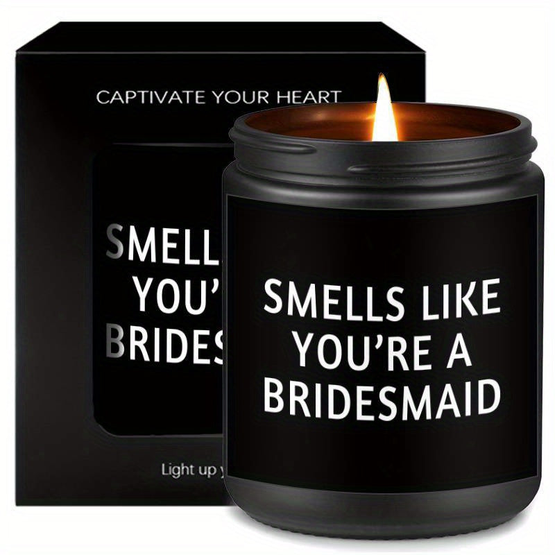 Bridesmaid Lavender Scented Candle Gift Ideas for Women Her Female Best Friends Bestie Sister From Bride and Groom Funny Cute Unique Bridemaid Officiant Gifts for Wedding Day Home Decor Essential Present