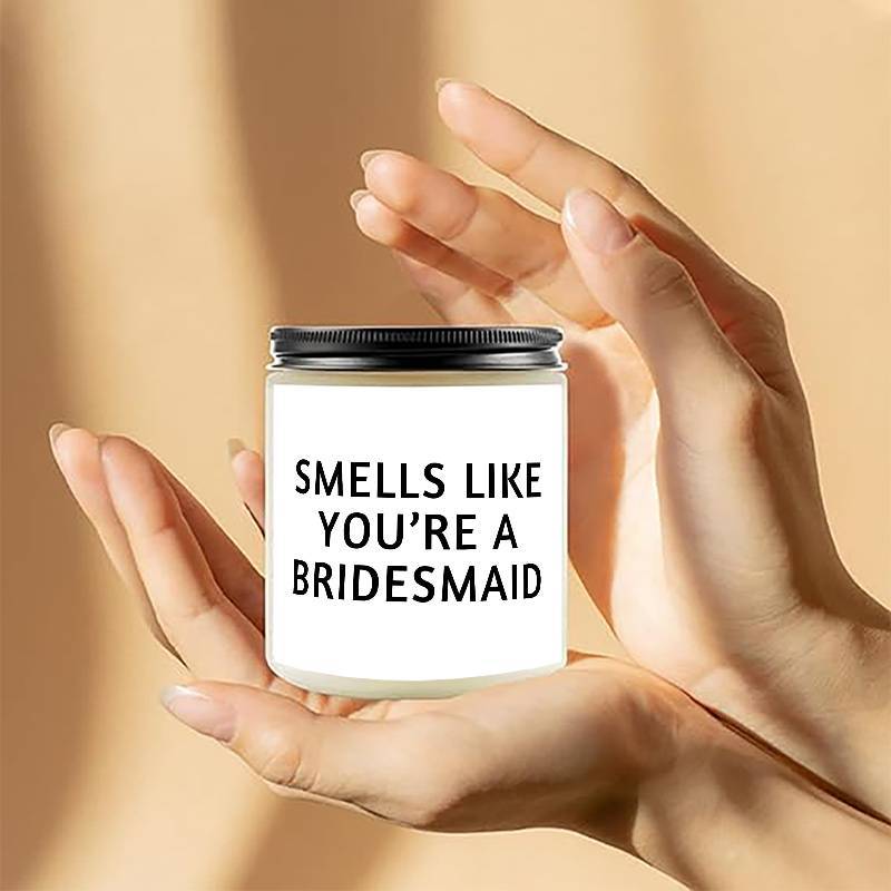 Bridesmaid Lavender Scented Candle Gift Ideas for Women Her Female Best Friends Bestie Sister From Bride and Groom Funny Cute Unique Bridemaid Officiant Gifts for Wedding Day Home Decor Essential Present