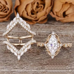 Crown Horse Eye Diamond Ring Set Copper Luxury