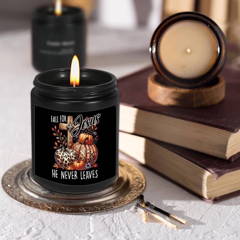 Lavender Scented Candle Fall Themed Orange Pumpkin Rustic Farmhouse September October Autumn Harvest  Festival Thanksgiving Day Decoration Gift Idea for Home Women Woman Hostess Men Friends Her Mom Wife Grandma Cute Items Lootquake LLC