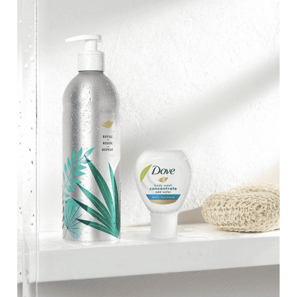 Dove Daily Moisture Body Wash Refill Concentrate & Reusable Aluminum Bottle - 4 fl oz/Makes 16 fl oz