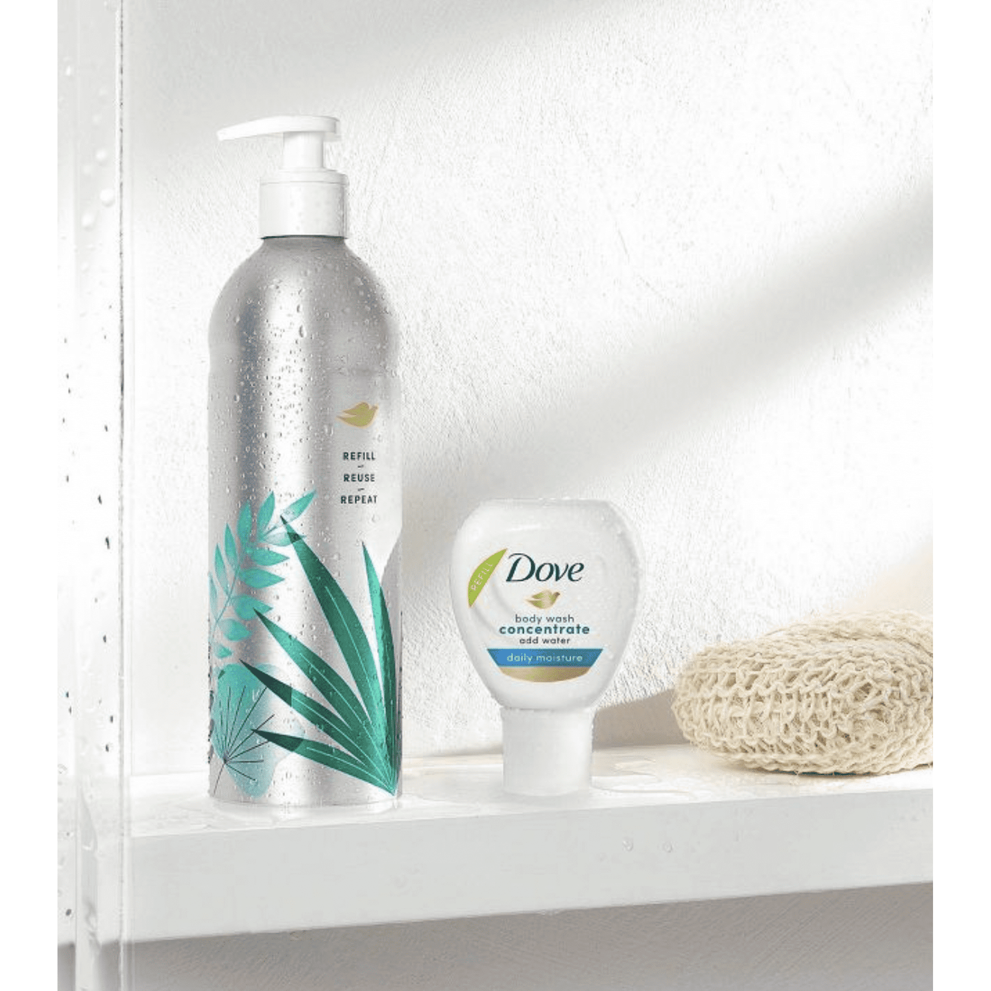 Dove Daily Moisture Body Wash Refill Concentrate & Reusable Aluminum Bottle - 4 fl oz/Makes 16 fl oz