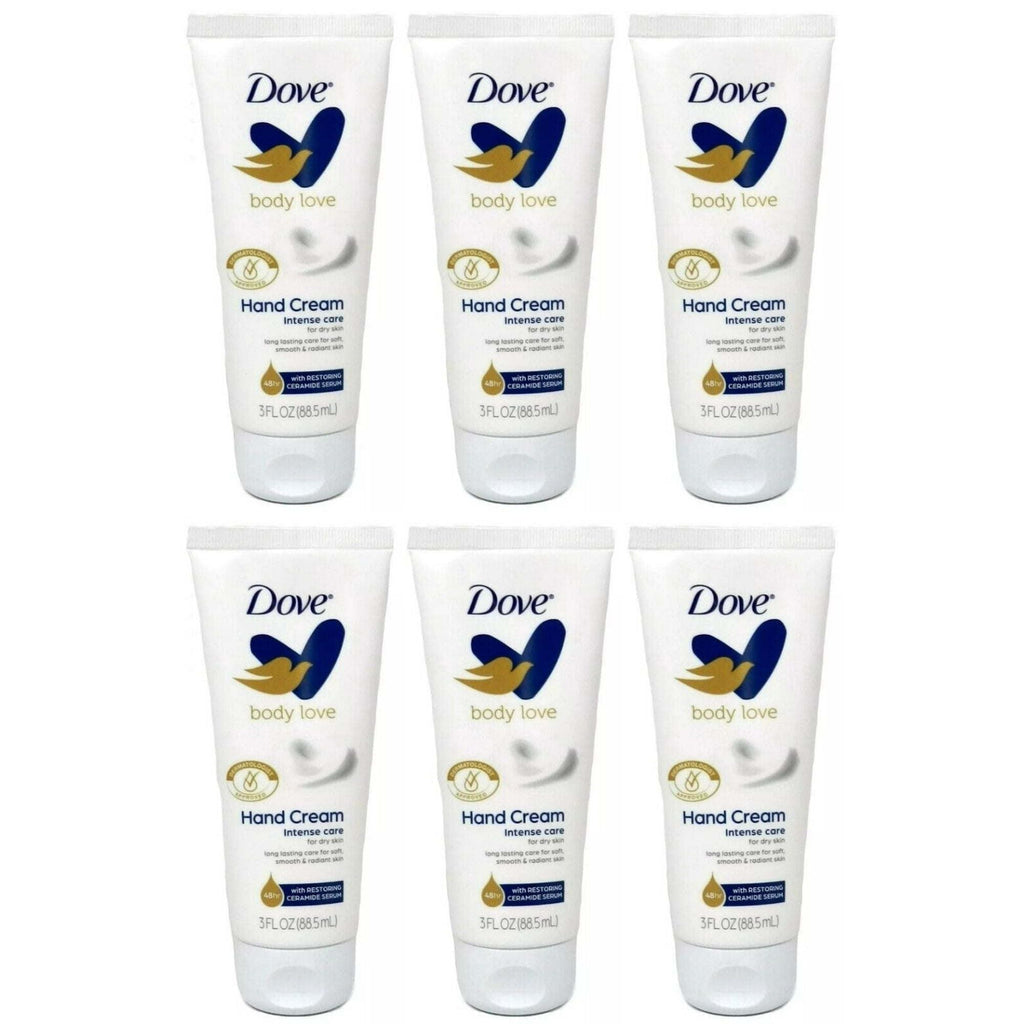 6 Pack Dove Body Love Intense Care Moisturizing Hand Cream 3 oz