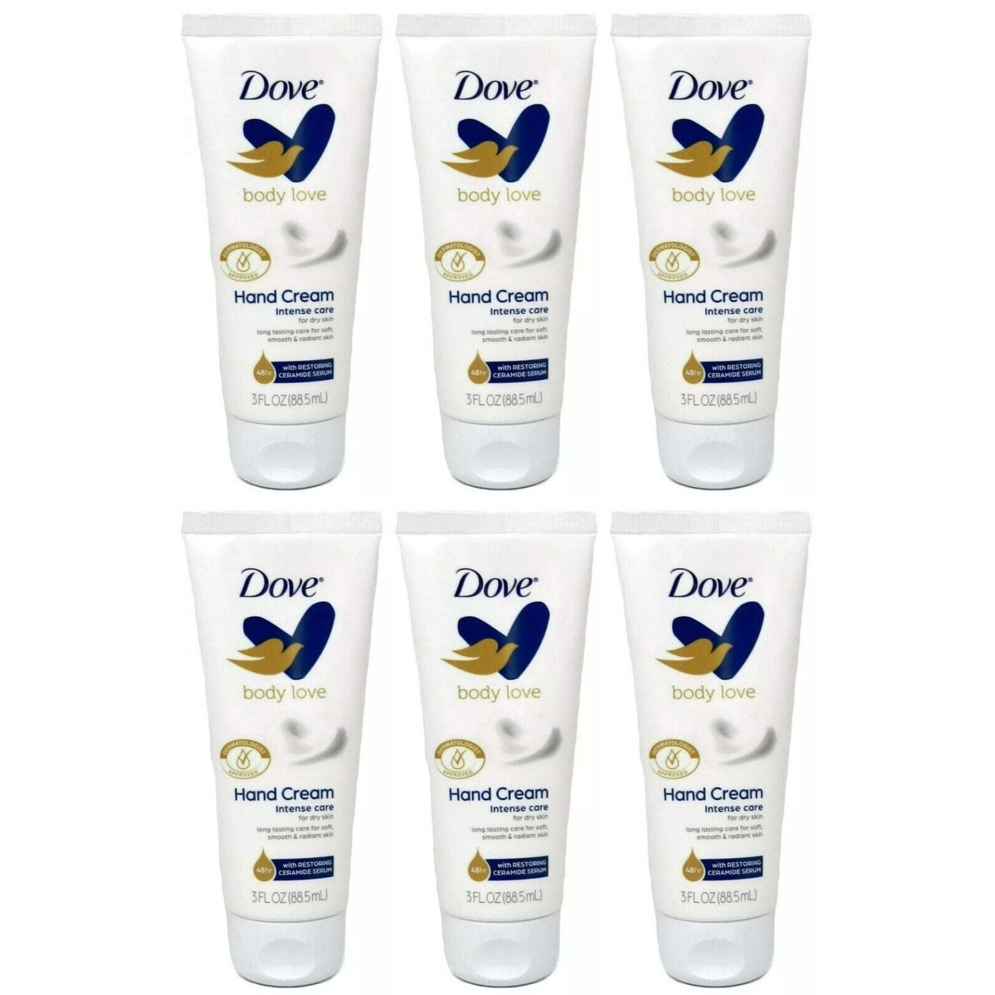 6 Pack Dove Body Love Intense Care Moisturizing Hand Cream 3 oz