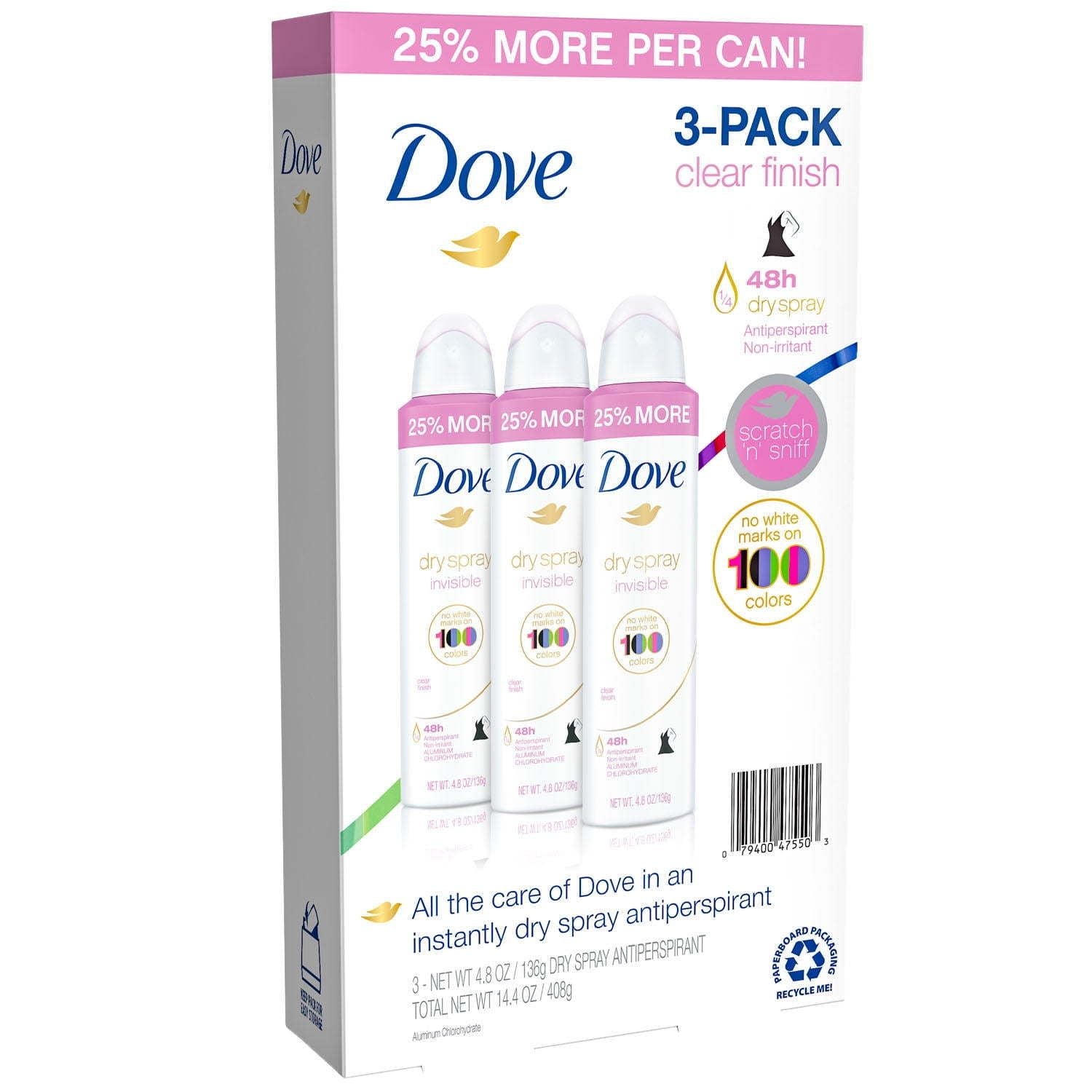 Dove Women's Invisible Dry Spray Antiperspirant Deodorant, 4.8 Ounce (3 Pack)