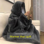 Male Student Thickened Warm Nightgown Flannel Outerwear Couple Homewear Hooded Blanket Pi-Mart