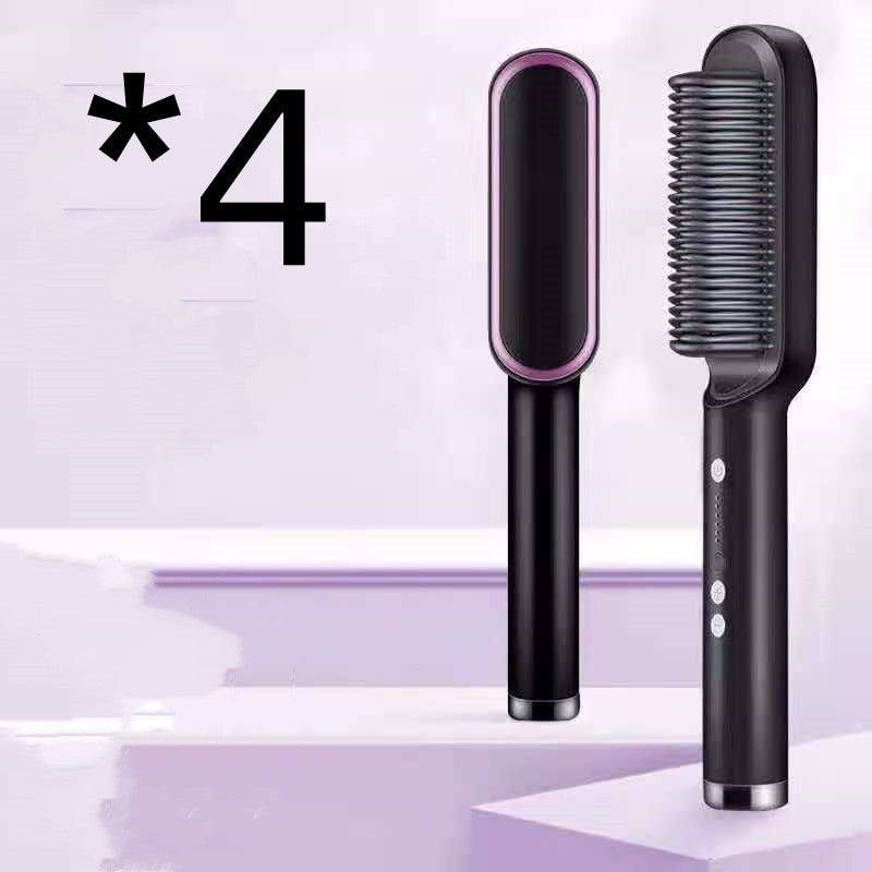 New 2 In 1 Hair Straightener Hot Comb Negative Ion Curling Tong Dual-purpose Electric Hair Brush Pi-Mart