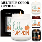 Hello Pumpkin Scented Candle Fall AutumnThemed Orange Terracotta Burnt Rustic Farmhouse September October Harvest Thanksgiving Day Decoration Gift for Women Woman Hostess Friends Her Mom Wife Grandma Cute Items Essenti Lootquake LLC
