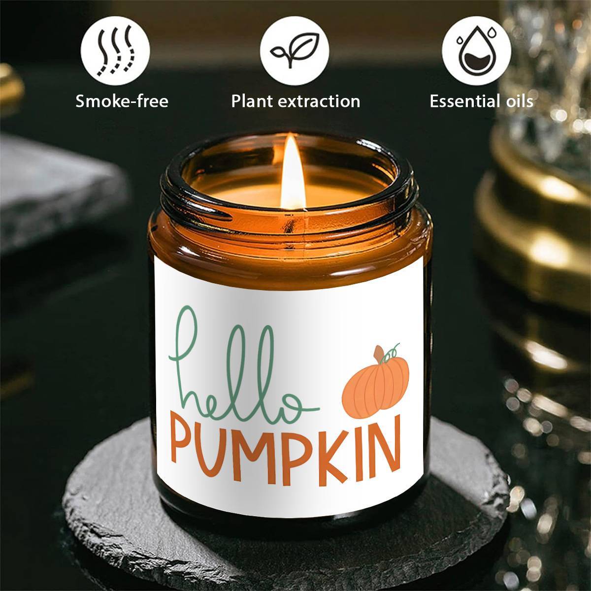 Hello Pumpkin Scented Candle Fall AutumnThemed Orange Terracotta Burnt Rustic Farmhouse September October Harvest Thanksgiving Day Decoration Gift for Women Woman Hostess Friends Her Mom Wife Grandma Cute Items Essenti Lootquake LLC