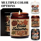 Hello Fall Scented Candle Autumn Themed Pumpkin Orange Terracotta Burnt Rustic Farmhouse September October Harvest Thanksgiving Day Decoration Gift for Home Women Hostess Men Friends Her Mom Wife Grandma Cute Items Ess