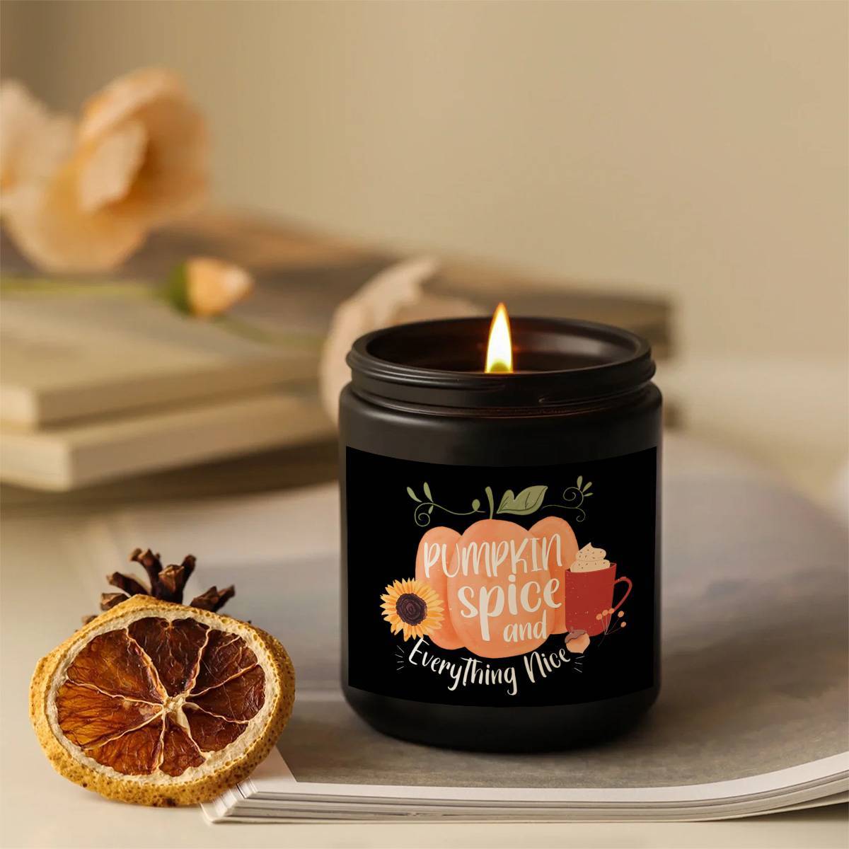 Hello Pumpkin Scented Candle Fall AutumnThemed Orange Terracotta Burnt Rustic Farmhouse September October Harvest Thanksgiving Day Decoration Gift for Women Woman Hostess Friends Her Mom Wife Grandma Cute Items Essenti Lootquake LLC