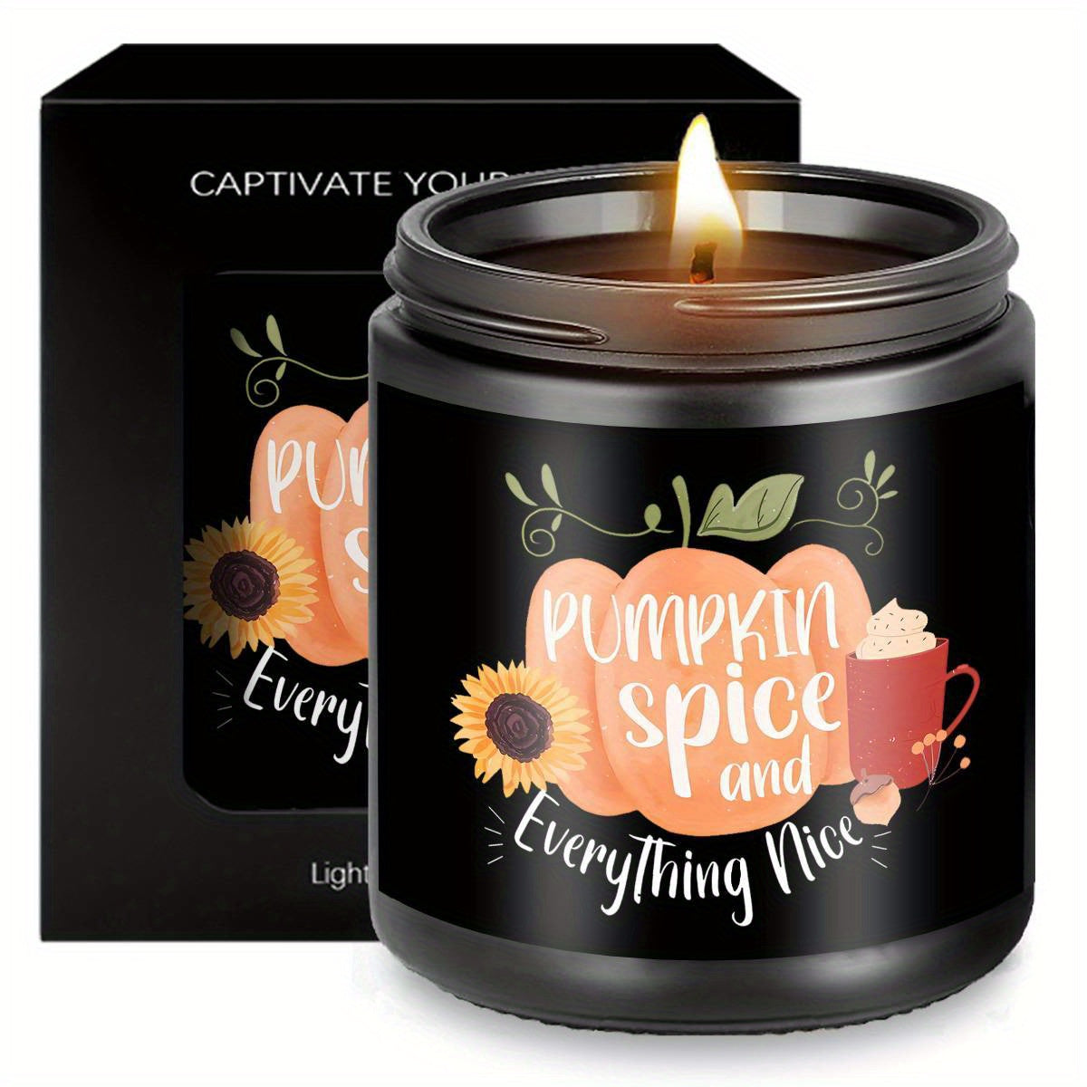 Hello Pumpkin Scented Candle Fall AutumnThemed Orange Terracotta Burnt Rustic Farmhouse September October Harvest Thanksgiving Day Decoration Gift for Women Woman Hostess Friends Her Mom Wife Grandma Cute Items Essenti Lootquake LLC
