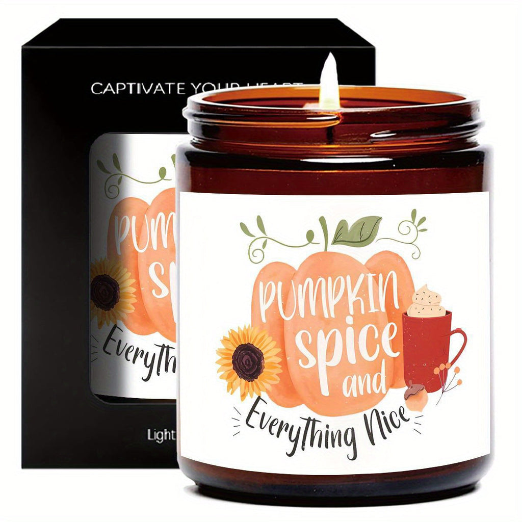 Hello Pumpkin Scented Candle Fall AutumnThemed Orange Terracotta Burnt Rustic Farmhouse September October Harvest Thanksgiving Day Decoration Gift for Women Woman Hostess Friends Her Mom Wife Grandma Cute Items Essenti Lootquake LLC