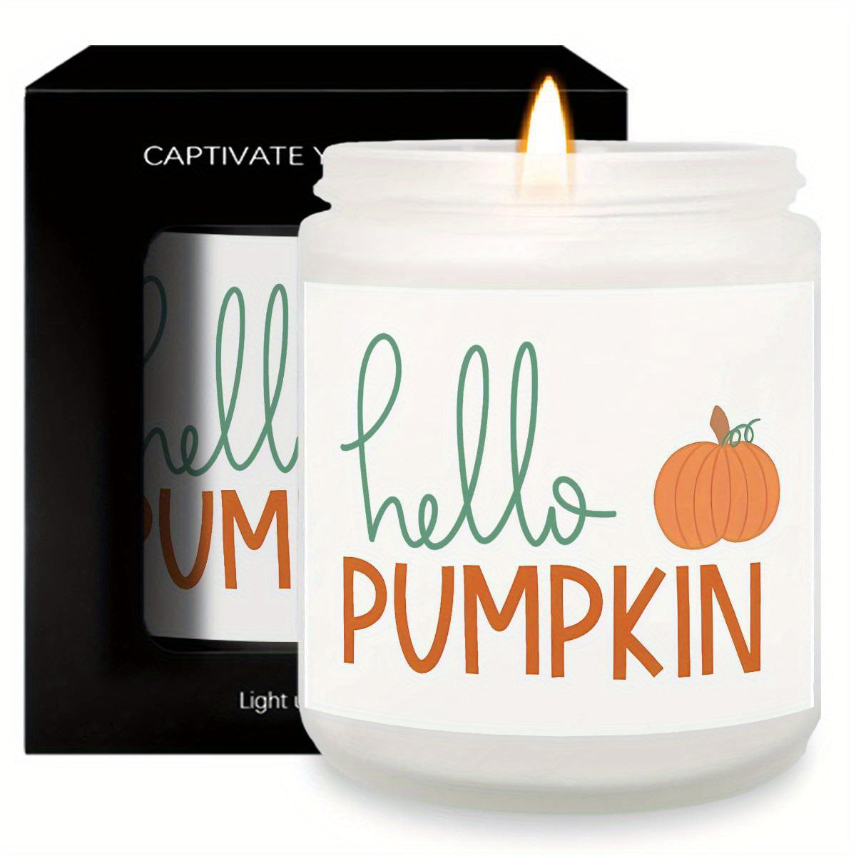 Hello Pumpkin Scented Candle Fall AutumnThemed Orange Terracotta Burnt Rustic Farmhouse September October Harvest Thanksgiving Day Decoration Gift for Women Woman Hostess Friends Her Mom Wife Grandma Cute Items Essenti Lootquake LLC