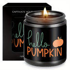 Hello Pumpkin Scented Candle Fall AutumnThemed Orange Terracotta Burnt Rustic Farmhouse September October Harvest Thanksgiving Day Decoration Gift for Women Woman Hostess Friends Her Mom Wife Grandma Cute Items Essenti Lootquake LLC