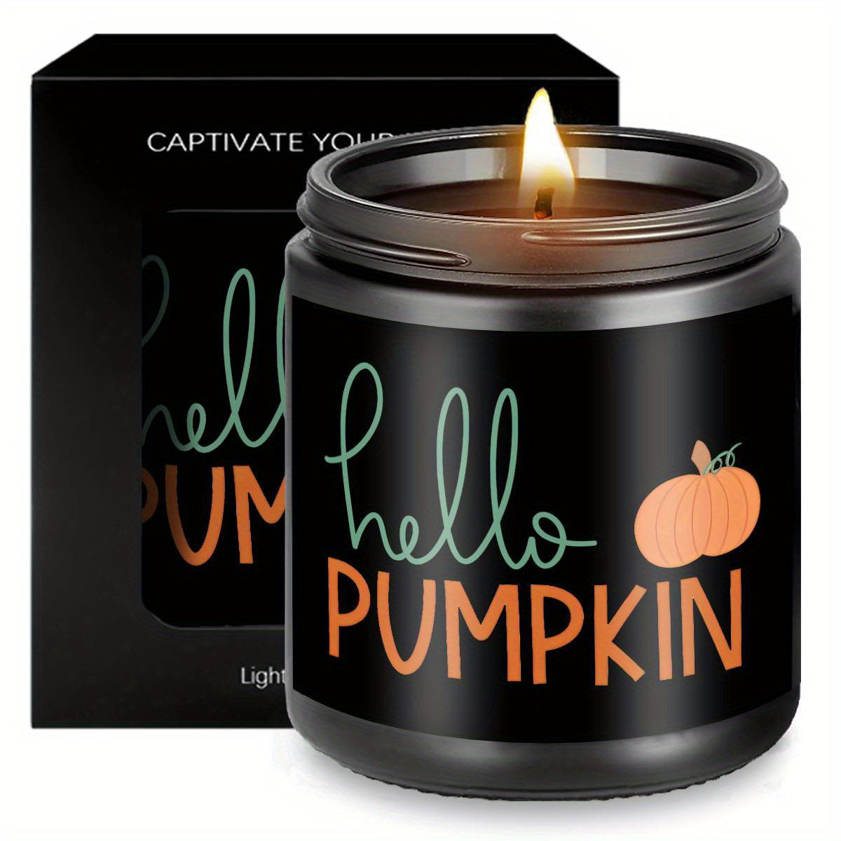 Hello Pumpkin Scented Candle Fall AutumnThemed Orange Terracotta Burnt Rustic Farmhouse September October Harvest Thanksgiving Day Decoration Gift for Women Woman Hostess Friends Her Mom Wife Grandma Cute Items Essenti Lootquake LLC