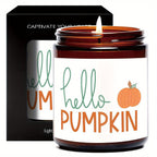 Hello Pumpkin Scented Candle Fall AutumnThemed Orange Terracotta Burnt Rustic Farmhouse September October Harvest Thanksgiving Day Decoration Gift for Women Woman Hostess Friends Her Mom Wife Grandma Cute Items Essenti Lootquake LLC