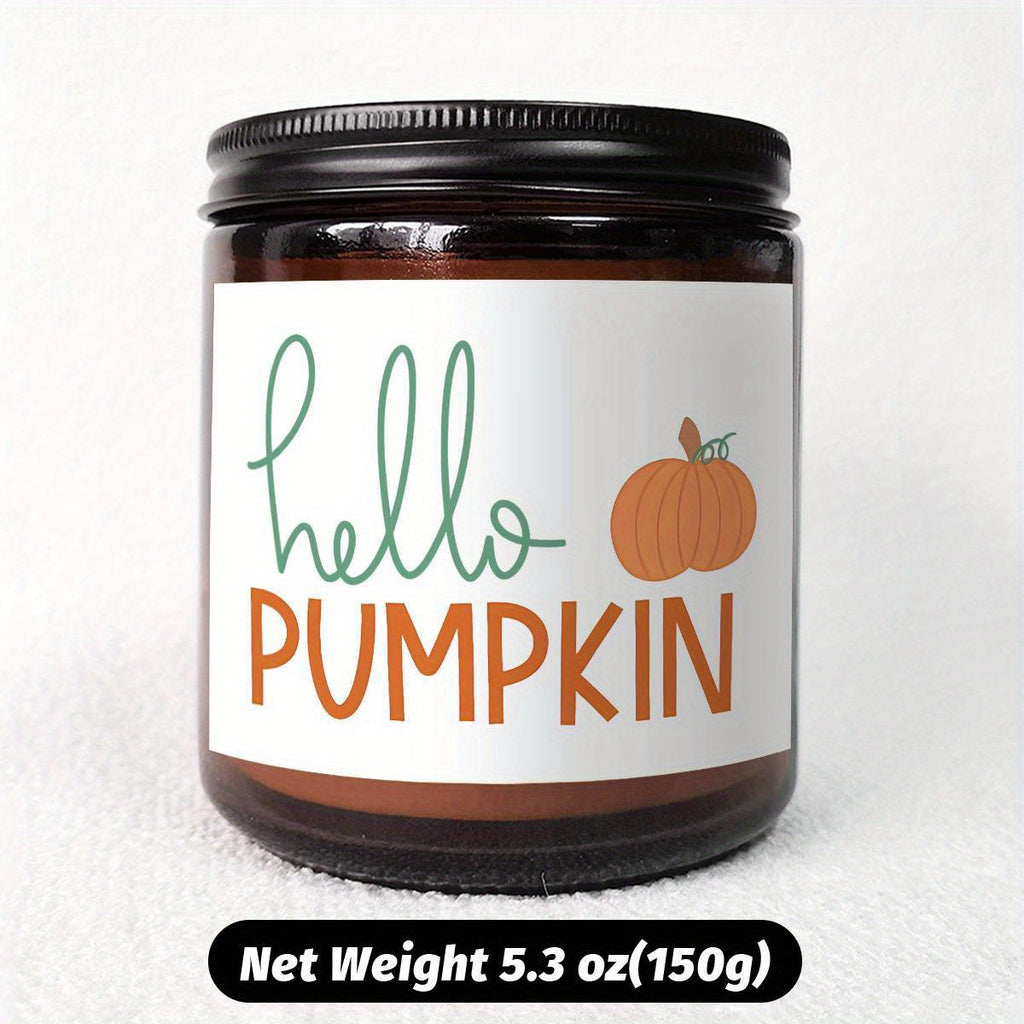 Hello Pumpkin Scented Candle Fall AutumnThemed Orange Terracotta Burnt Rustic Farmhouse September October Harvest Thanksgiving Day Decoration Gift for Women Woman Hostess Friends Her Mom Wife Grandma Cute Items Essenti Lootquake LLC