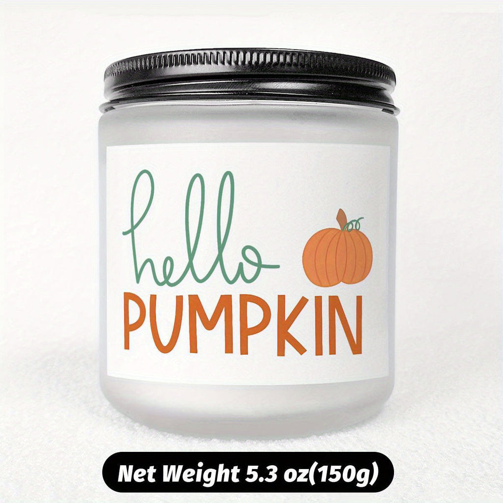 Hello Pumpkin Scented Candle Fall AutumnThemed Orange Terracotta Burnt Rustic Farmhouse September October Harvest Thanksgiving Day Decoration Gift for Women Woman Hostess Friends Her Mom Wife Grandma Cute Items Essenti Lootquake LLC