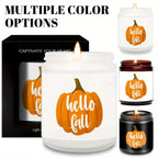 Hello Fall Scented Candle Autumn Themed Pumpkin Orange Terracotta Burnt Rustic Farmhouse September October Harvest Thanksgiving Day Decoration Gift for Home Women Hostess Men Friends Her Mom Wife Grandma Cute Items Ess Lootquake LLC