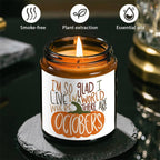 Hello October Scented Candle Fall AutumnThemed Pumpkin Orange Terracotta Burnt Rustic Farmhouse Harvest Thanksgiving Day Decoration Gift for Women Woman Hostess Friends Her Mom Wife Grandma Cute Items Home Decoration E Lootquake LLC