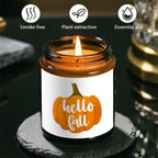 Hello Fall Scented Candle Autumn Themed Pumpkin Orange Terracotta Burnt Rustic Farmhouse September October Harvest Thanksgiving Day Decoration Gift for Home Women Hostess Men Friends Her Mom Wife Grandma Cute Items Ess Lootquake LLC