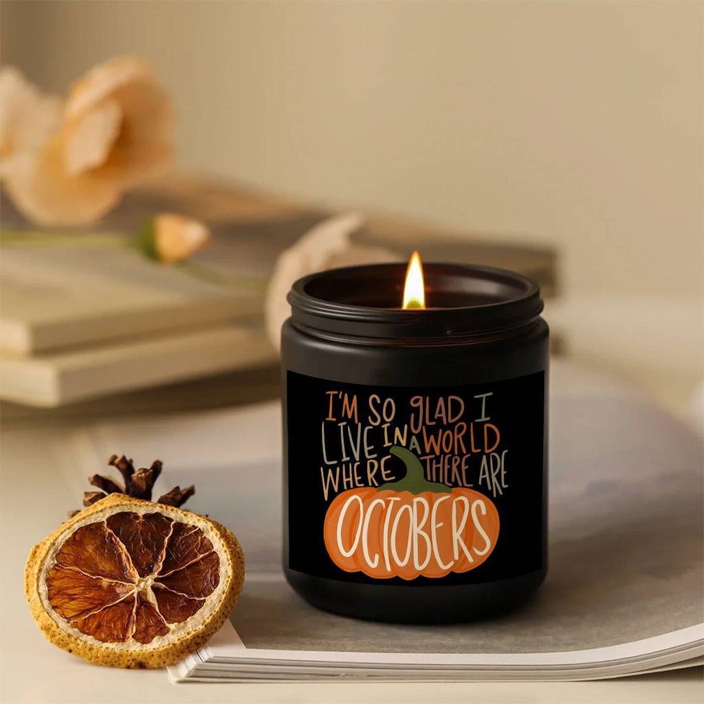 Hello October Scented Candle Fall AutumnThemed Pumpkin Orange Terracotta Burnt Rustic Farmhouse Harvest Thanksgiving Day Decoration Gift for Women Woman Hostess Friends Her Mom Wife Grandma Cute Items Home Decoration E Lootquake LLC