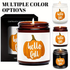 Hello Fall Scented Candle Autumn Themed Pumpkin Orange Terracotta Burnt Rustic Farmhouse September October Harvest Thanksgiving Day Decoration Gift for Home Women Hostess Men Friends Her Mom Wife Grandma Cute Items Ess Lootquake LLC