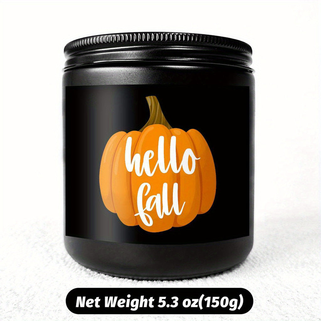 Hello Fall Scented Candle Autumn Themed Pumpkin Orange Terracotta Burnt Rustic Farmhouse September October Harvest Thanksgiving Day Decoration Gift for Home Women Hostess Men Friends Her Mom Wife Grandma Cute Items Ess Lootquake LLC