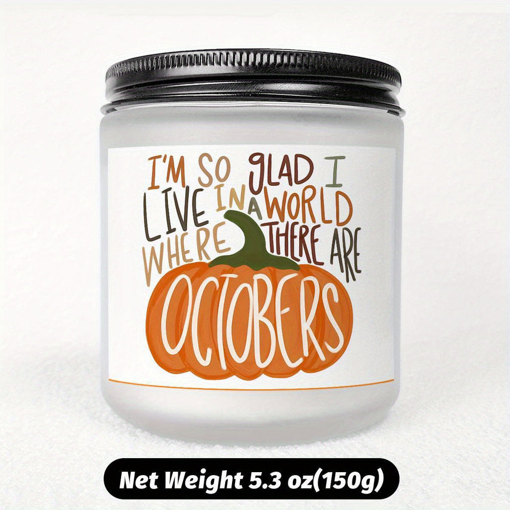 Hello October Scented Candle Fall AutumnThemed Pumpkin Orange Terracotta Burnt Rustic Farmhouse Harvest Thanksgiving Day Decoration Gift for Women Woman Hostess Friends Her Mom Wife Grandma Cute Items Home Decoration E Lootquake LLC