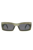 Retro Narrow Rectangle Flat Top Slim Sunglasses