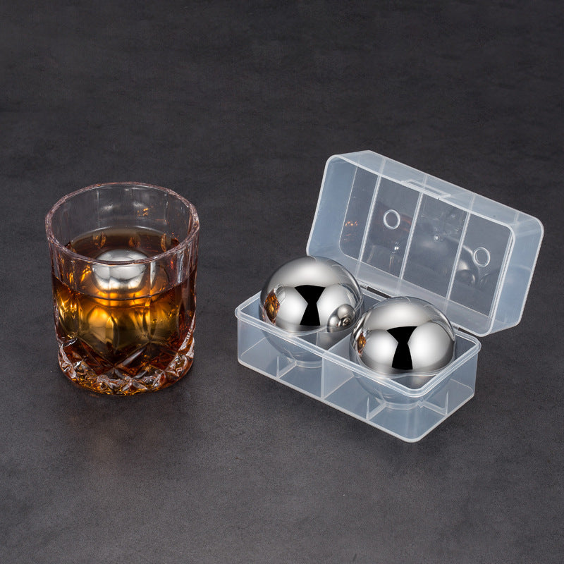 Stainless Steel Round Whisky Stone Suit Ice Hockey Wine Supplies Pi-Mart
