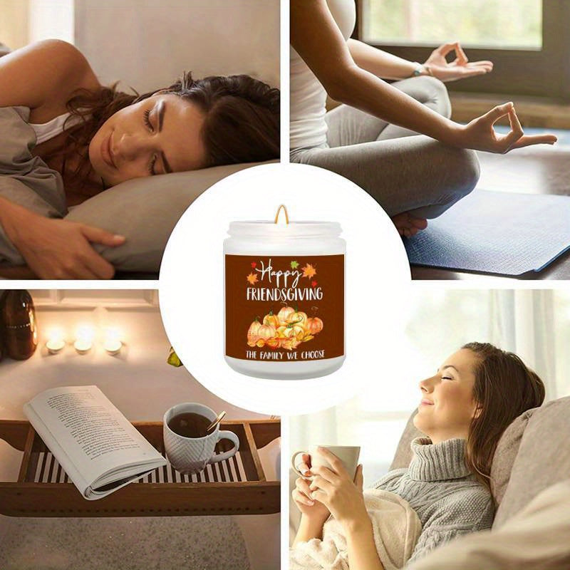 Lavender Scented Candle Fall Themed Orange Pumpkin Rustic Farmhouser Autumn Harvest Festival Thanksgiving Day Decoration Gift Ideas for Home Women Hostess Men Friends Friendship Friendsgiving Thankful Mom Wife Grandma Cute Ho