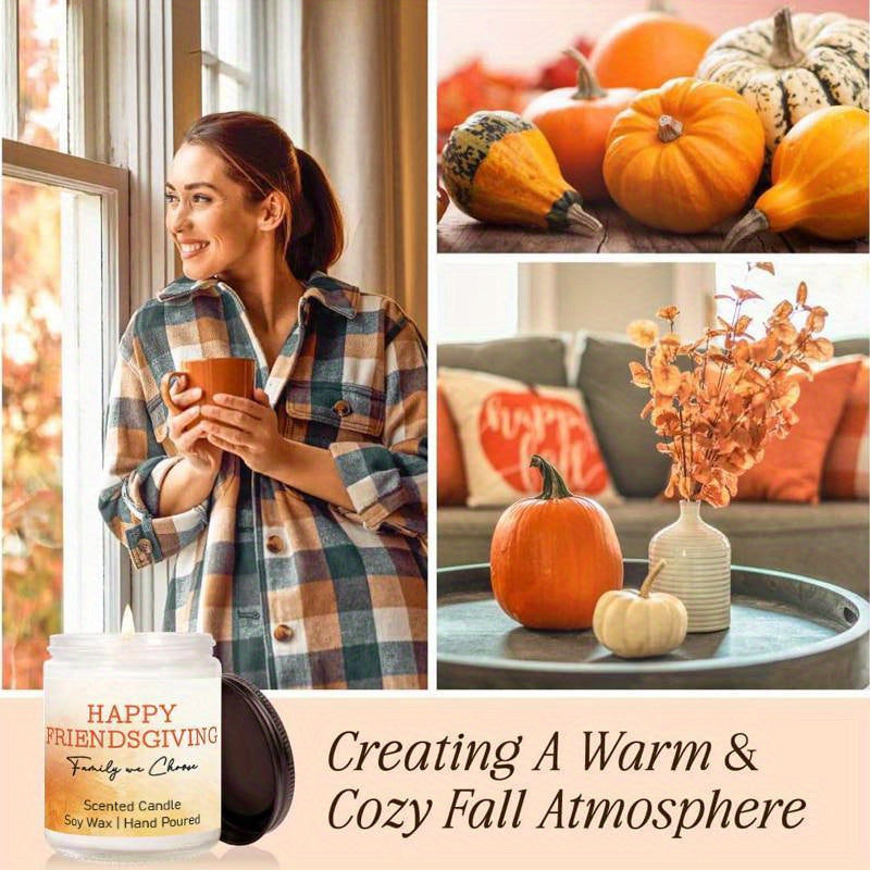 Lavender Scented Candle Fall Themed Orange Pumpkin Rustic Farmhouser Autumn Harvest Festival Thanksgiving Day Decoration Gift Ideas for Home Women Hostess Men Friends Friendship Friendsgiving Thankful Mom Wife Grandma Cute Ho
