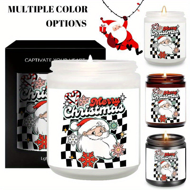 1PC Lavender Scented Candle 5. 3oz Soybean Wax Merry Christmas Gifts Idea for Women Men Mom Dad Grandma Sister Co worker Friends on Winter Xmas Home Decorations Santa Claus Christmas Trees Snowman Stockings Snowflake Reindeer Lootquake LLC