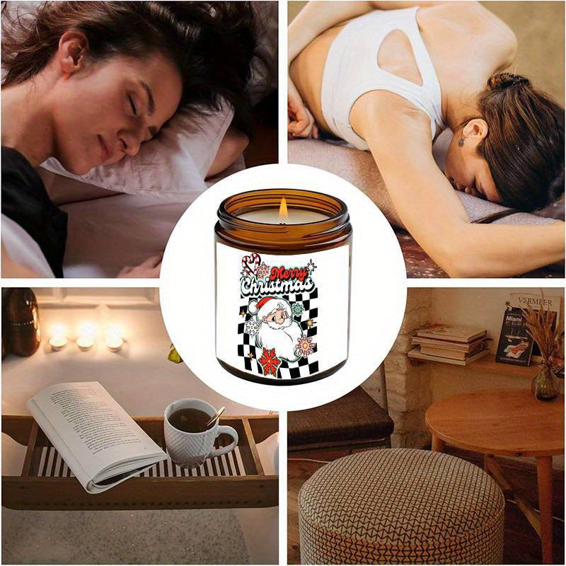 1PC Lavender Scented Candle 5. 3oz Soybean Wax Merry Christmas Gifts Idea for Women Men Mom Dad Grandma Sister Co worker Friends on Winter Xmas Home Decorations Santa Claus Christmas Trees Snowman Stockings Snowflake Reindeer Lootquake LLC