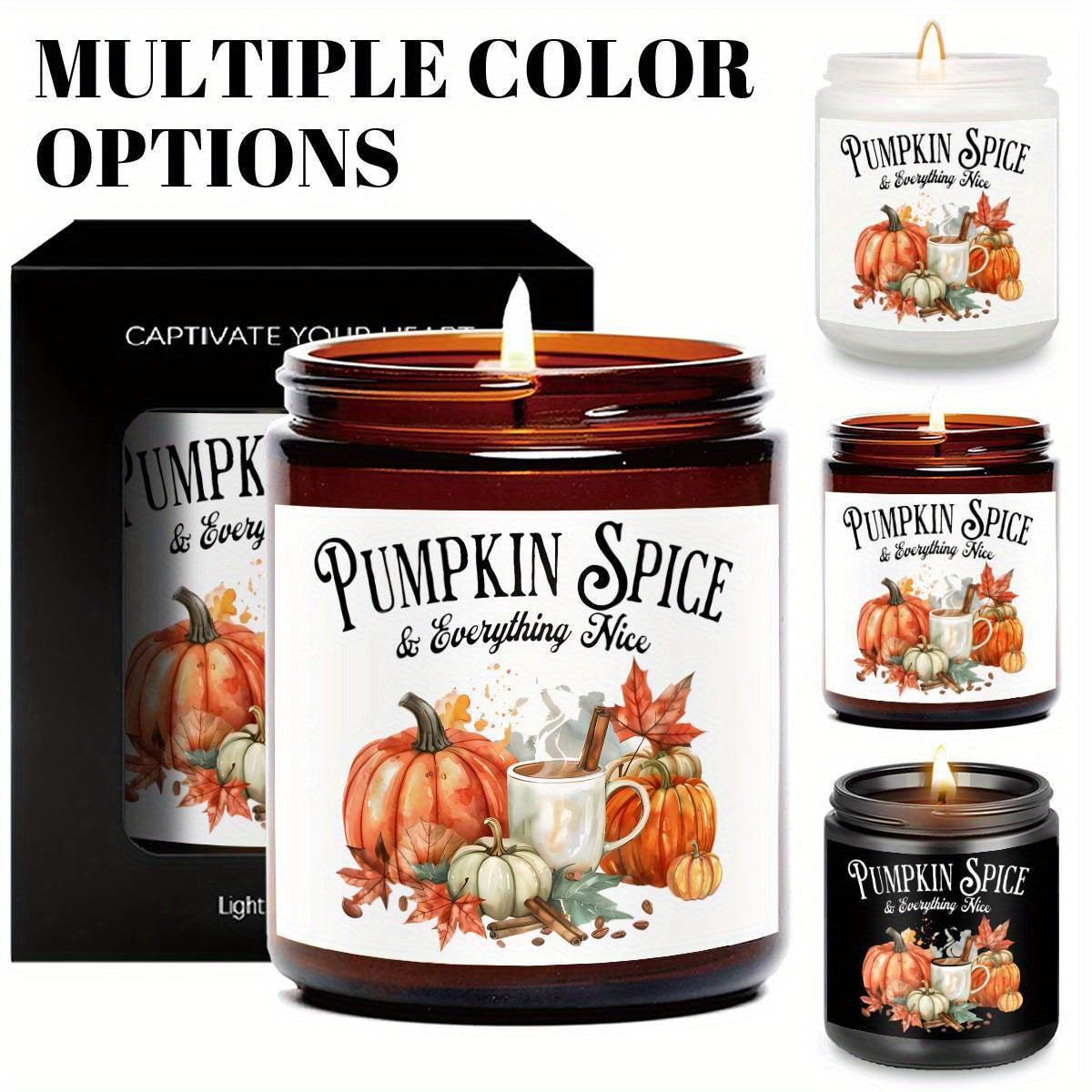 Hello Autumn Scented Candle Fall Themed Orange Terracotta Burnt Rustic Farmhouse September October Harvest Thanksgiving Day Decoration Gift Idea for Home Women Woman Hostess Men Friends Her Mom Wife Grandma Cute Item E