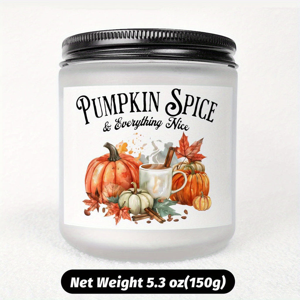 Hello Autumn Scented Candle Fall Themed Orange Terracotta Burnt Rustic Farmhouse September October Harvest Thanksgiving Day Decoration Gift Idea for Home Women Woman Hostess Men Friends Her Mom Wife Grandma Cute Item E