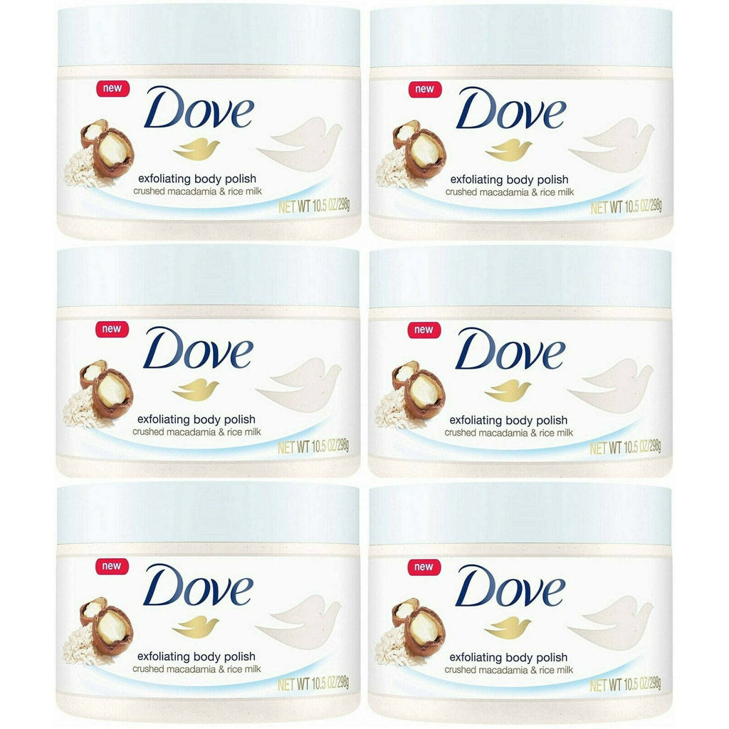 Dove Exfoliating Body Polish Crushed Macadamia & Rice Milk, 10.5 Ounce (Pack of 6)