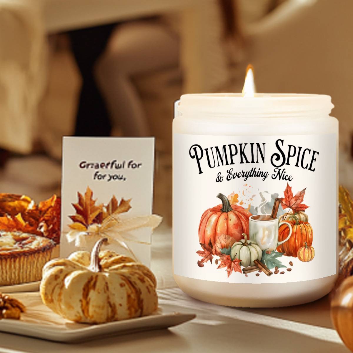 Pumpkin Spice Scented Candle - Glass Jar Aromatherapy Candle with Essential Oils, Smoke-Free, Ideal for Fall Harvest & Thanksgiving Centerpiece Decoration, Hostess Gift for Autumn Season Lootquake LLC