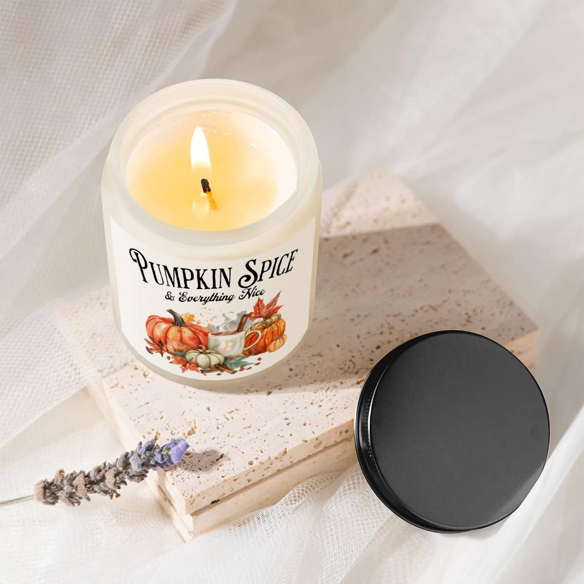 Pumpkin Spice Scented Candle - Glass Jar Aromatherapy Candle with Essential Oils, Smoke-Free, Ideal for Fall Harvest & Thanksgiving Centerpiece Decoration, Hostess Gift for Autumn Season Lootquake LLC