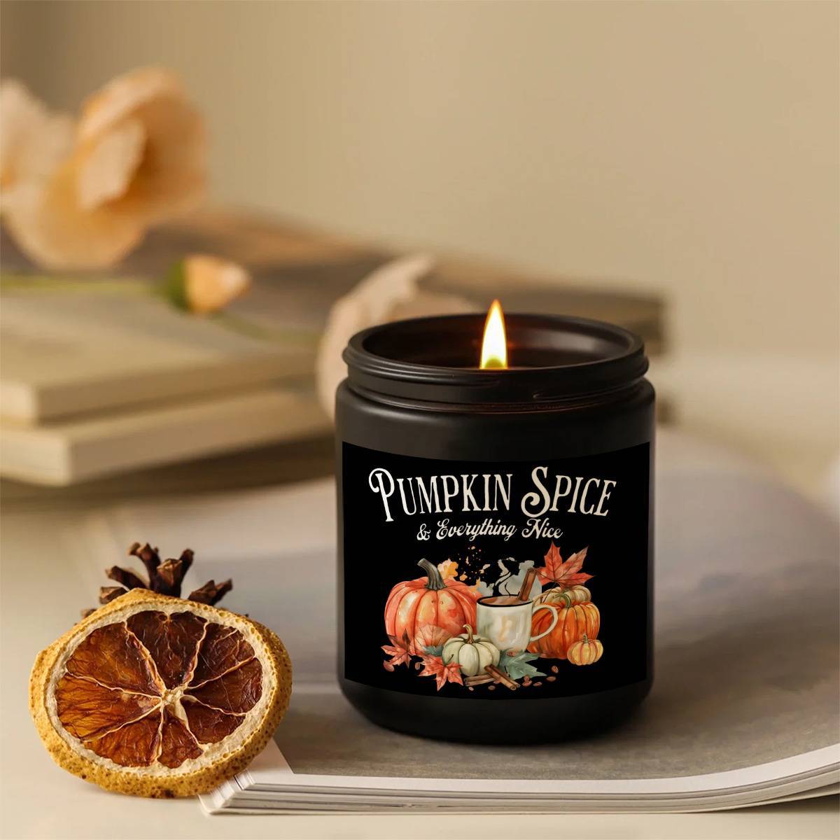 Pumpkin Spice Scented Candle - Glass Jar Aromatherapy Candle with Essential Oils, Smoke-Free, Ideal for Fall Harvest & Thanksgiving Centerpiece Decoration, Hostess Gift for Autumn Season Lootquake LLC