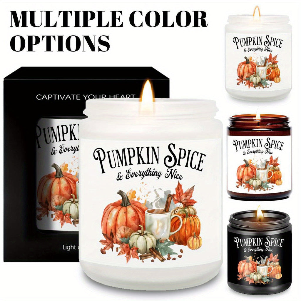 Pumpkin Spice Scented Candle - Glass Jar Aromatherapy Candle with Essential Oils, Smoke-Free, Ideal for Fall Harvest & Thanksgiving Centerpiece Decoration, Hostess Gift for Autumn Season Lootquake LLC
