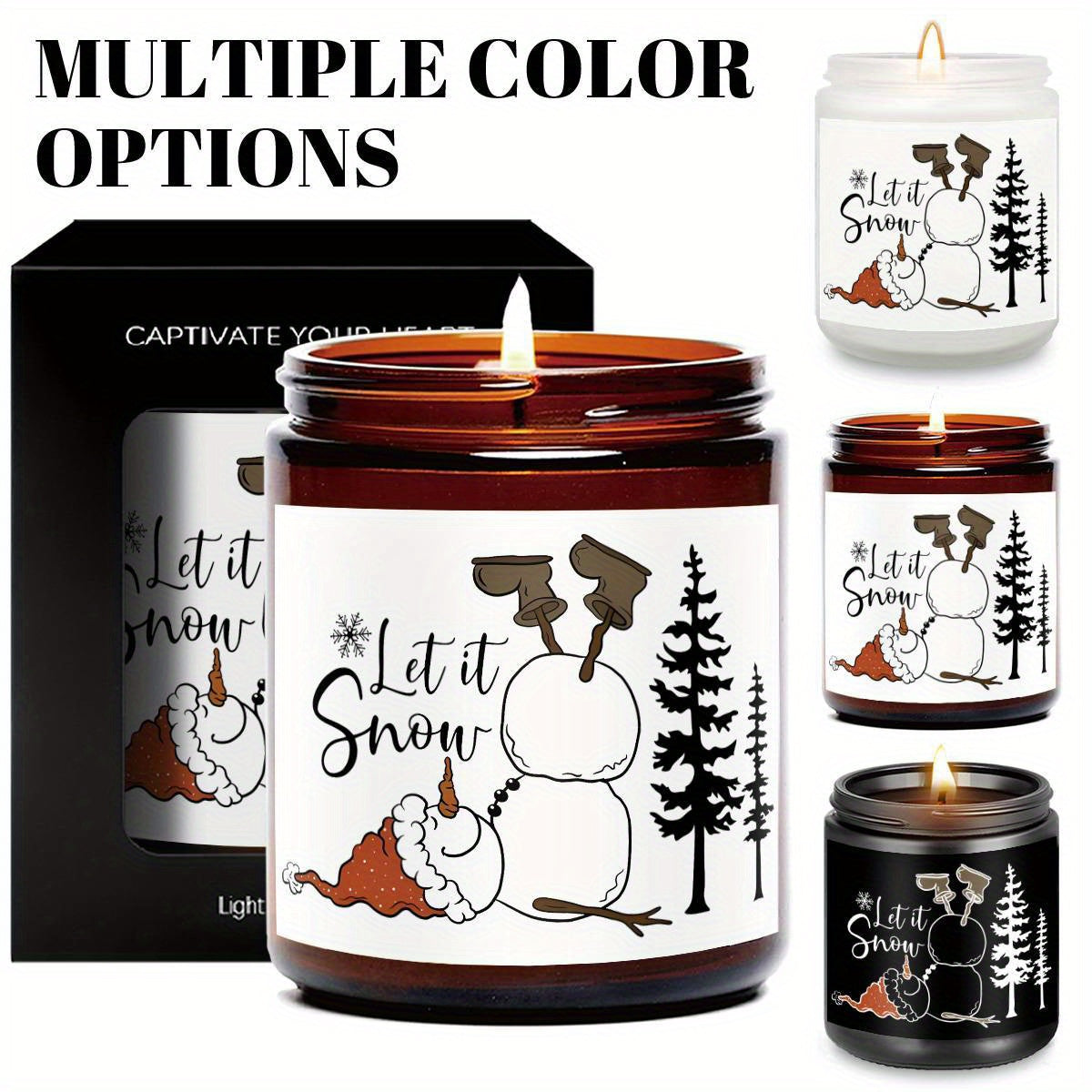 1pc Lavender Scented Candle, "Let it Snow" Festive Design, Smoke-Free, Plant Extraction, Essential Oils, Glass Jar, Perfect for Christmas, Home & Kitchen Decor, Ideal for Coworkers, Friends, Family, White Elephant Gift Lootquake LLC
