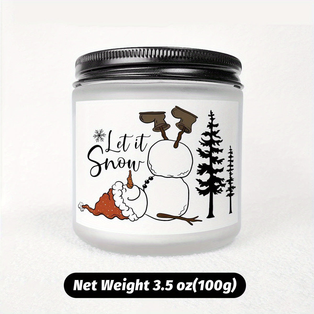 1pc Lavender Scented Candle, "Let it Snow" Festive Design, Smoke-Free, Plant Extraction, Essential Oils, Glass Jar, Perfect for Christmas, Home & Kitchen Decor, Ideal for Coworkers, Friends, Family, White Elephant Gift Lootquake LLC