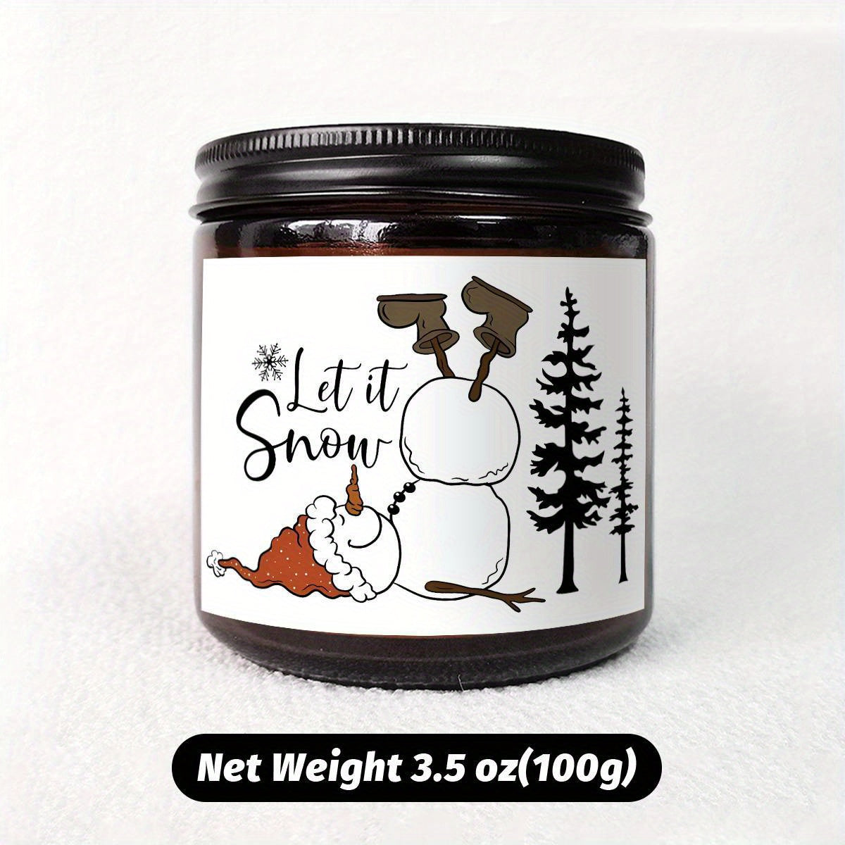 1pc Lavender Scented Candle, "Let it Snow" Festive Design, Smoke-Free, Plant Extraction, Essential Oils, Glass Jar, Perfect for Christmas, Home & Kitchen Decor, Ideal for Coworkers, Friends, Family, White Elephant Gift Lootquake LLC