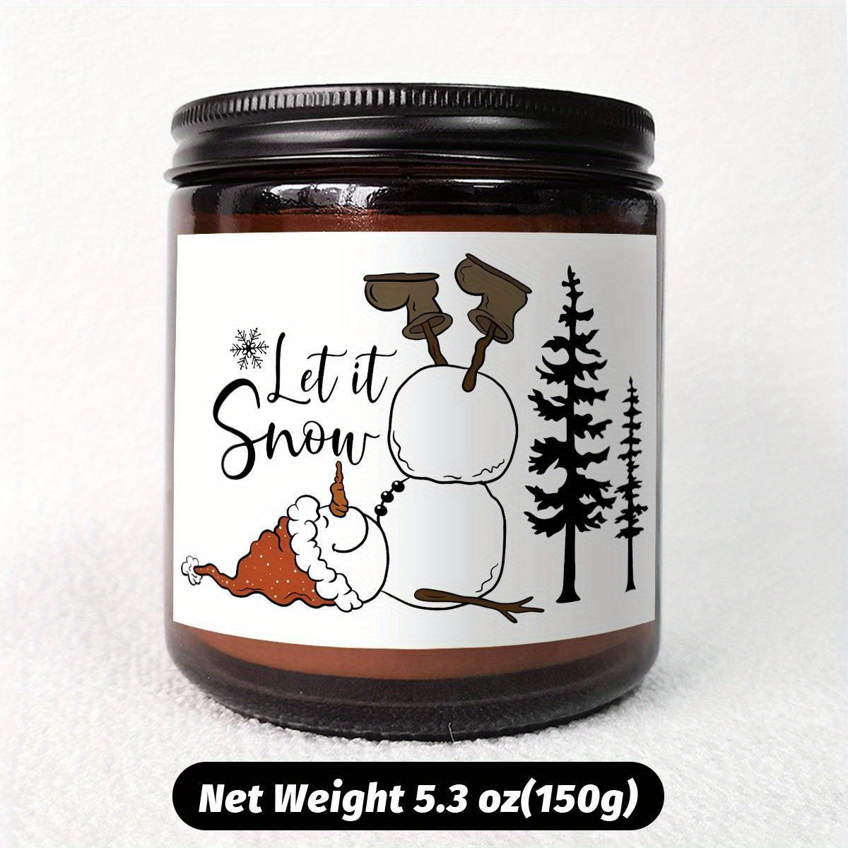 1pc Lavender Scented Candle, "Let it Snow" Festive Design, Smoke-Free, Plant Extraction, Essential Oils, Glass Jar, Perfect for Christmas, Home & Kitchen Decor, Ideal for Coworkers, Friends, Family, White Elephant Gift Lootquake LLC