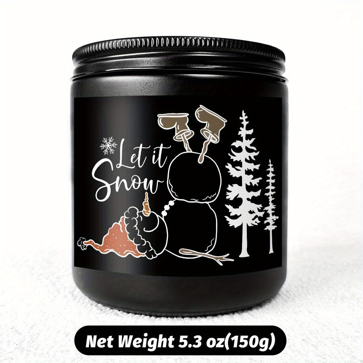 1pc Lavender Scented Candle, "Let it Snow" Festive Design, Smoke-Free, Plant Extraction, Essential Oils, Glass Jar, Perfect for Christmas, Home & Kitchen Decor, Ideal for Coworkers, Friends, Family, White Elephant Gift Lootquake LLC