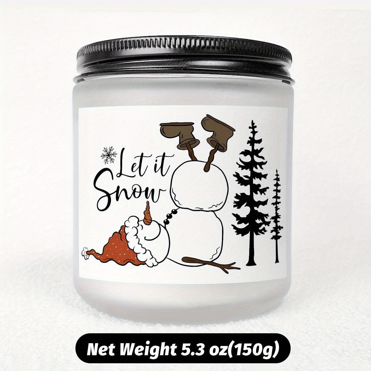 1pc Lavender Scented Candle, "Let it Snow" Festive Design, Smoke-Free, Plant Extraction, Essential Oils, Glass Jar, Perfect for Christmas, Home & Kitchen Decor, Ideal for Coworkers, Friends, Family, White Elephant Gift Lootquake LLC