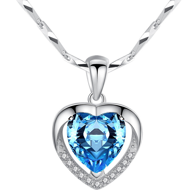 Women's Silver Clavicle Chain Simple Ocean Heart Pi-Mart